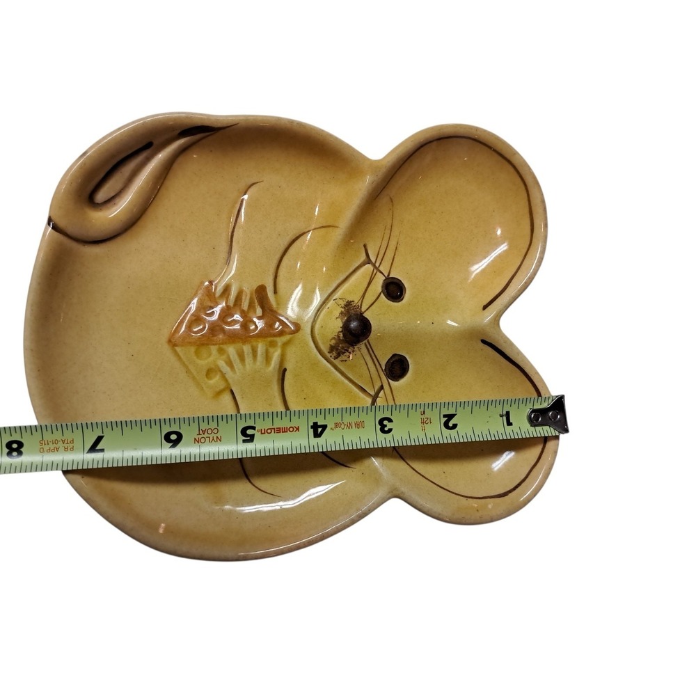 Vintage Yellow Mouse Cheese and Cracker CeramicDish Tray So Cute Decor Display - Picture 2 of 5